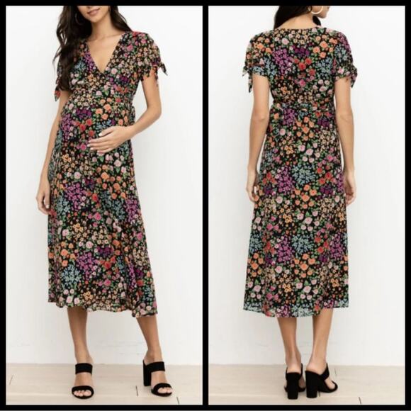 NWT Yumi Kim Kingston Garden Bella Dress sz XXS Black Floral *bump friendly* - Picture 5 of 14